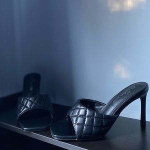 ShoeLAND| Womens's Square Toe heels | Open Toe Slip-on Sandals